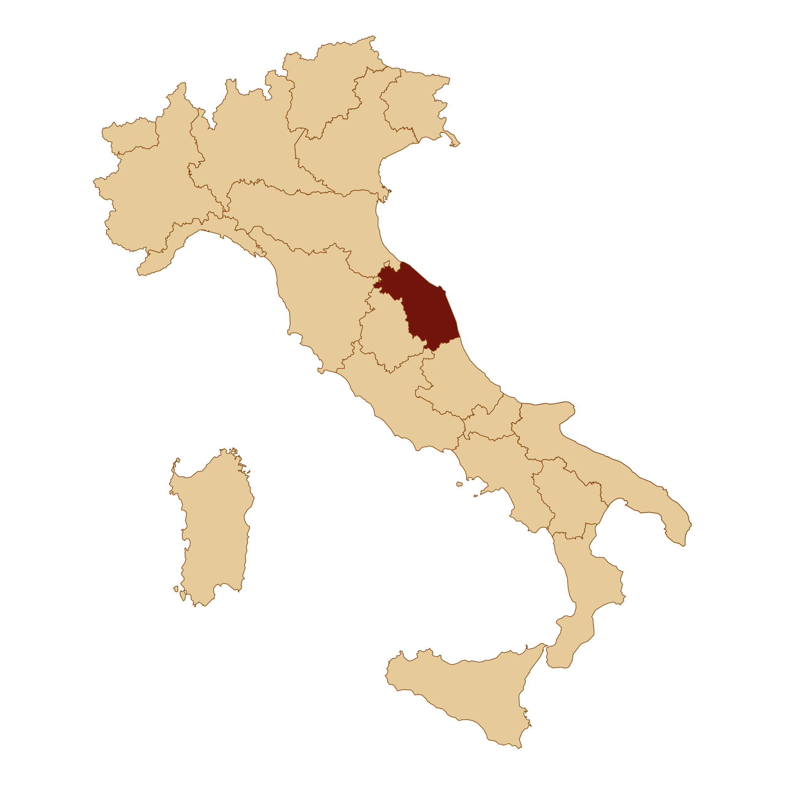 イタリアの地図 マルケ州