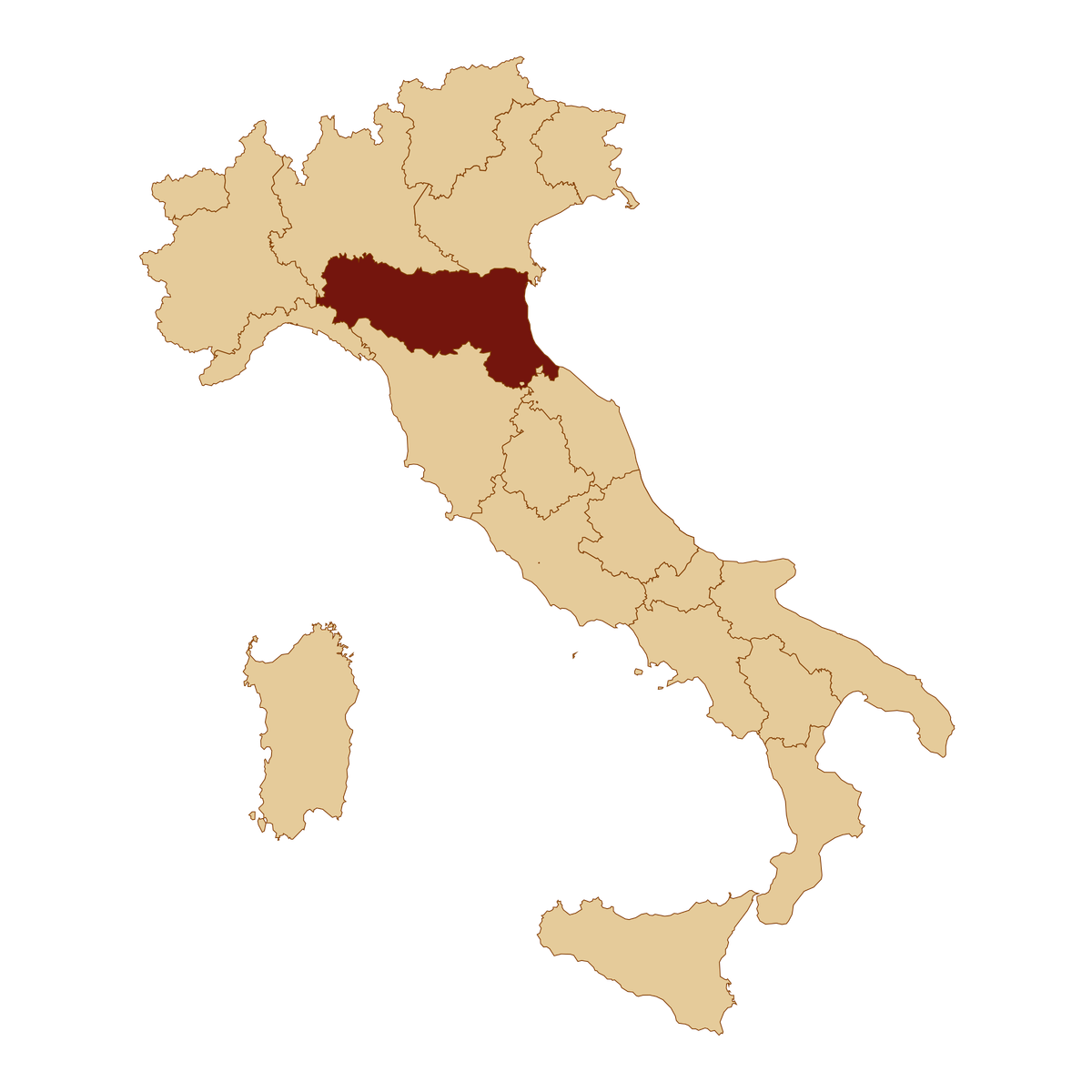 イタリア全土のマップ