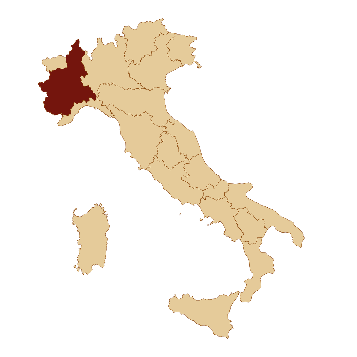 イタリア全土のマップ