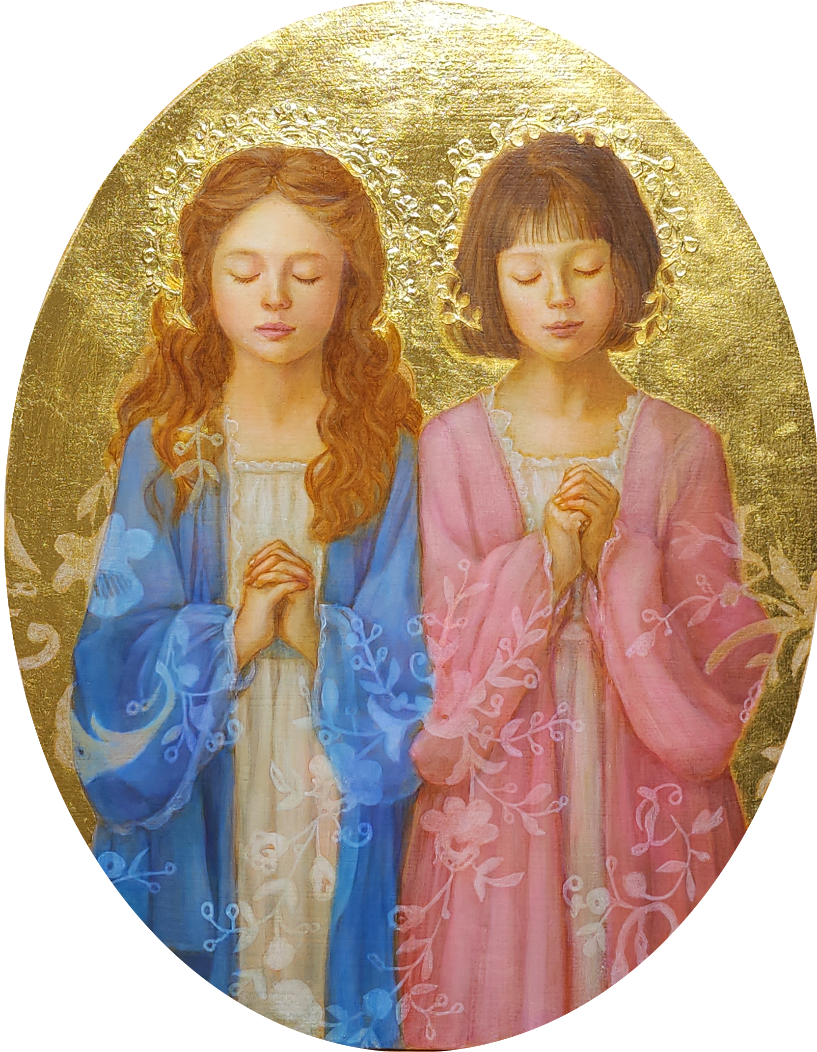 ふたりの少女が祈る絵画『祈りを紡ぐ』